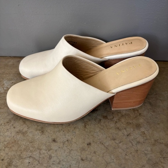 Portland Leather Goods Patina Cream Heeled Clogs Size 9 - Picture 5 of 12